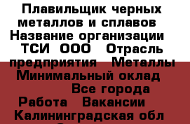 Плавильщик черных металлов и сплавов › Название организации ­ ТСИ, ООО › Отрасль предприятия ­ Металлы › Минимальный оклад ­ 25 000 - Все города Работа » Вакансии   . Калининградская обл.,Советск г.